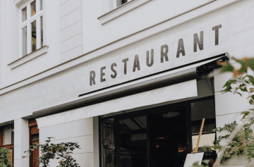 restaurant front with entry way