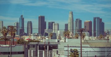 An image showing Downtown Los Angeles at sunset, where there’s a higher number of Los Angeles commercial foreclosures.