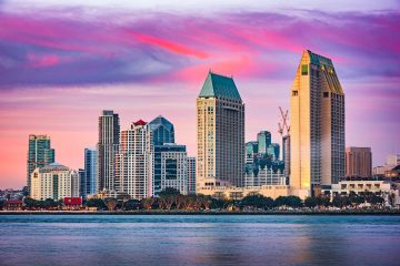 An image showing Downtown San Diego which has the highest concentration of commercial foreclosures in San Diego County.